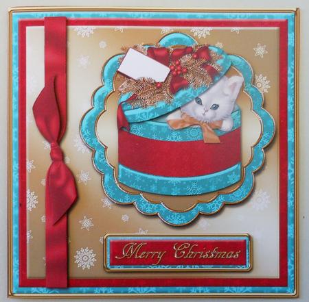 Gift Boxed Kitten Square Card Front by Michelle Chivers