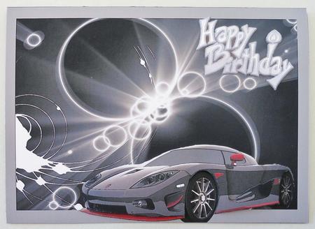 Jet Black Red Sport Car Decoupage by Michelle Chivers