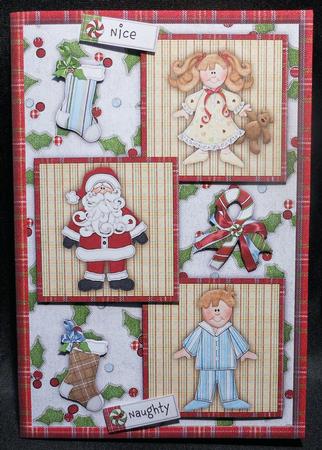Naughty or Nice Christmas Three Square Quick Card by Michelle Chivers