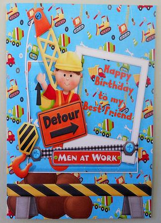 Men at Work Age Card Topper with Decoupage by Michelle Chivers