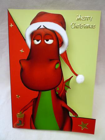 Christmas Welsh Dragon A5 Shaped Front Print & Fold Card by Michelle Chivers