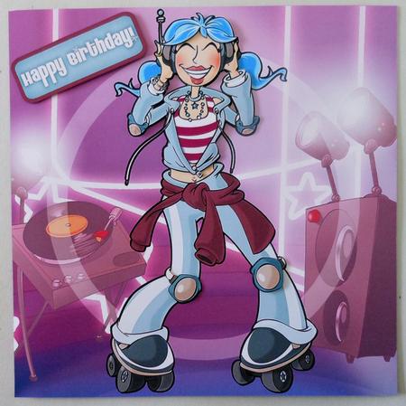 Roller Blade Disco Queen 8x8 Quick Card by Michelle Chivers