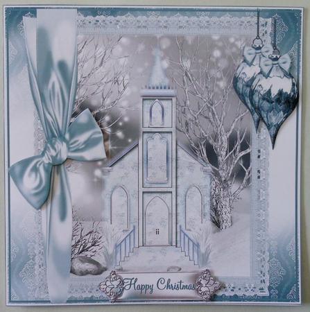Church Snow Scene in Blues by Michelle Chivers