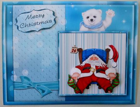 Tired Santa Decoupage Card Front/topper by Michelle Chivers