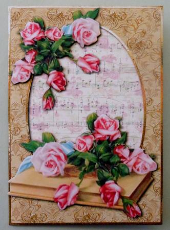Vintage Pink Roses + Sheet Music Background by Michelle Chivers