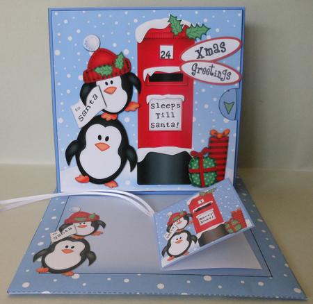 3D Xmas Penguins Sleeps Till Santa Countdown Moveable Card by Michelle Chivers