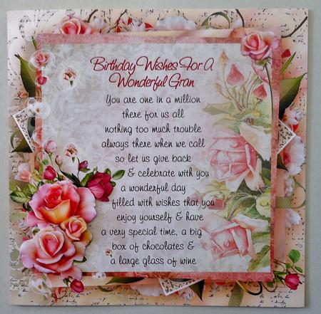 Pink Rose Gran Birthday Verse 8x8inch Step by Step by Michelle Chivers