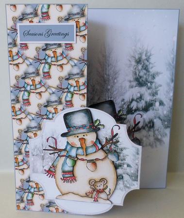 Handpainted Snowman No Hole Fold Back Card by Michelle Chivers
