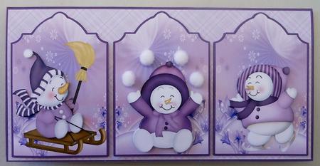 Snowmen Friends Dl Triptych by Michelle Chivers