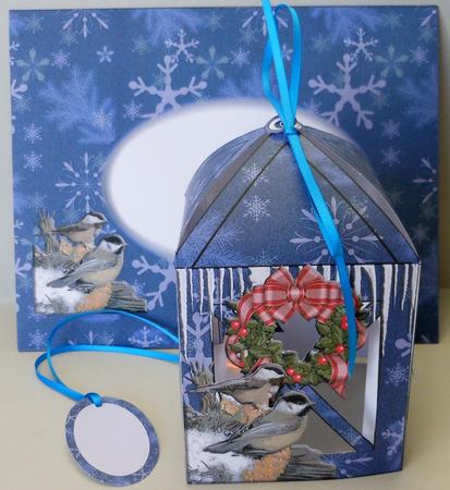 Winter Chickadees Lantern Card & Envelope by Michelle Chivers