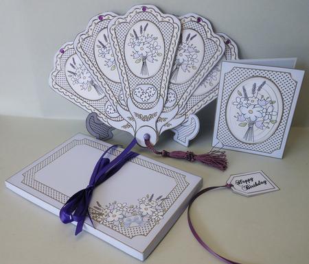 3D Floral Fan Card Fancy Florals with Stand, Gift Card N Box by Michelle Chivers