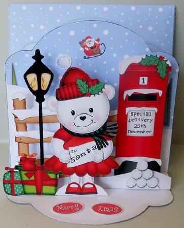 3D Pop Up Front Teddy Tess Xmas Card Kit by Michelle Chivers