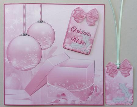 It's a Pink Christmas 6 x 6 Square Quick Card with Decoupage by Michelle Chivers