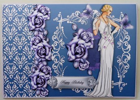 Art Deco Style Blue Rose Lady by Michelle Chivers