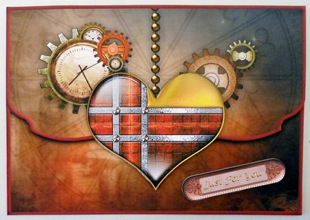 Time for Love Steampunk Fancy Edge Faux Envelope Card by Michelle Chivers
