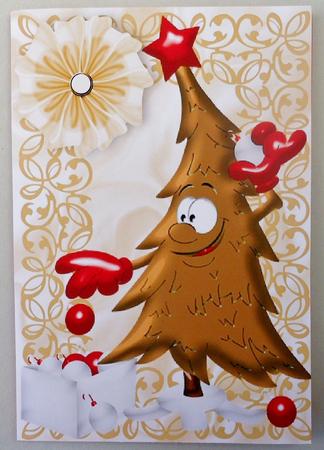 Funny Face Christmas Trees in Gold and Silver Toppers by Michelle Chivers
