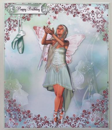 Mint Sweet Pea Fairy Flutters Card Topper by Michelle Chivers