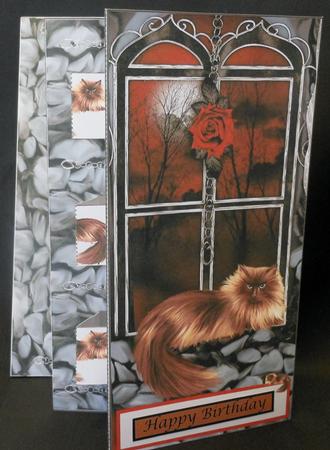 Double Pop Out Card - Cat in the Window by Michelle Chivers