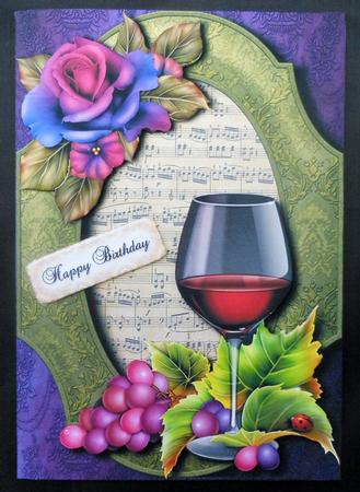 Red Wine Glass & Beautiful Rose + Decoupage by Michelle Chivers