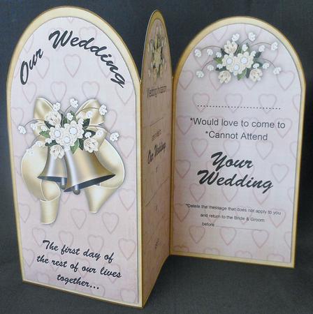 Cream Wedding Bells Wedding Invitation & Rsvp Tri-fold Card by Michelle Chivers