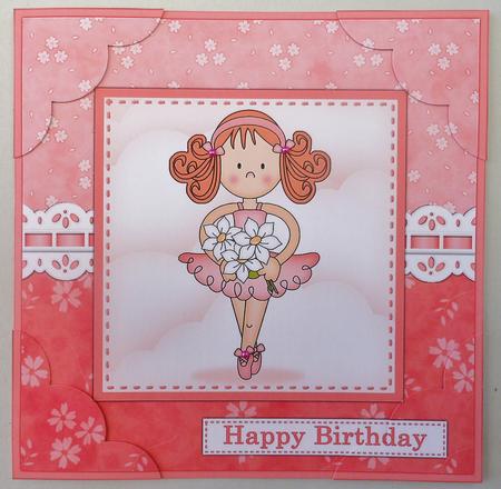 8 x 8 Betzi Ballerina Birthday Scalloped Corner Topper by Michelle Chivers