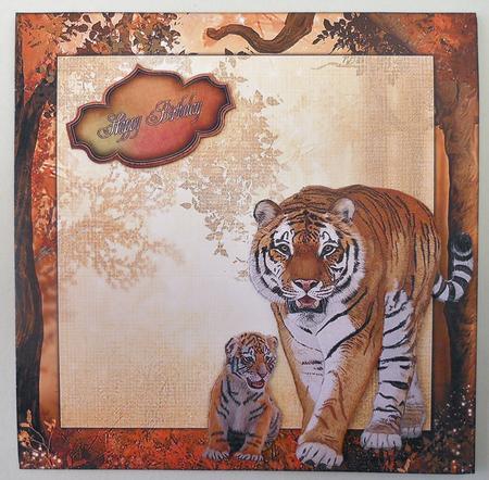 Stunning Tiger and Cub Card Topper by Michelle Chivers