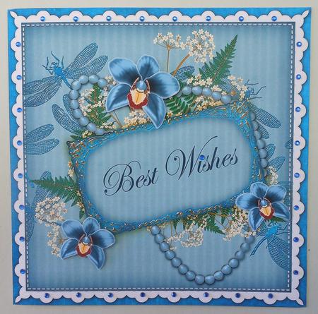 Teal Orchid Best Wishes 8in Vintage Topper by Michelle Chivers