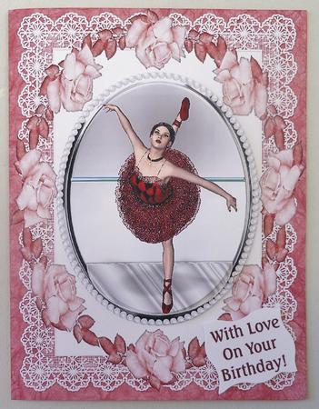 Ballet Dancer Red Shoes Ballerina Quick A5 Card & 3D Tag by Michelle Chivers