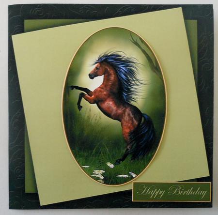 Beautiful Quick Horse Card Topper by Michelle Chivers