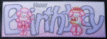 Poodle Dog Birthday Large Dl Quick Card 3D Decoupage by Michelle Chivers