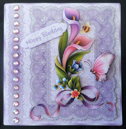 Lilies and Lace in Lilac 8" Square Card Mini-kit by Michelle Chivers