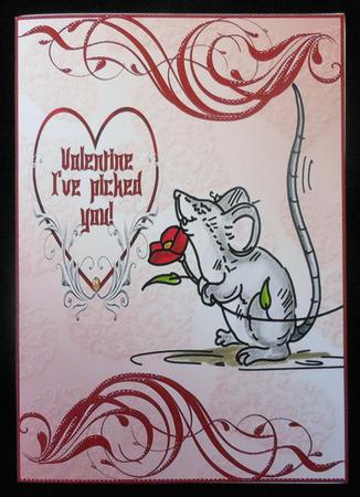 Valentine Mouse - I've Picked You! Card Front Plus Insert by Michelle Chivers