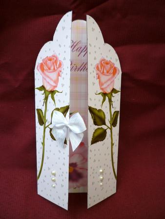 Pink Flower Birthday Scallop Triptych by Michelle Chivers