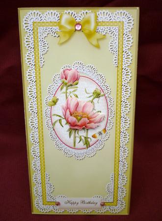Dl Pearls, Lace and Ribbon Plain Card Base by Michelle Chivers