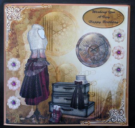 Steampunk 8x8ins Birthday Card Front by Michelle Chivers