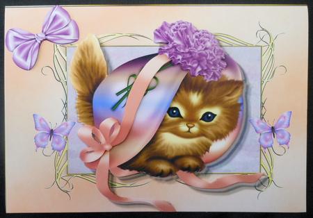 Cute Kitten Hiding Bonnet by Michelle Chivers