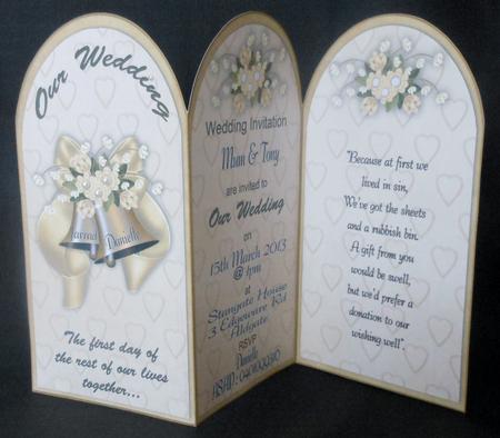 Cream Wedding Bells2 Wedding Invitation Tri-fold Card by Michelle Chivers