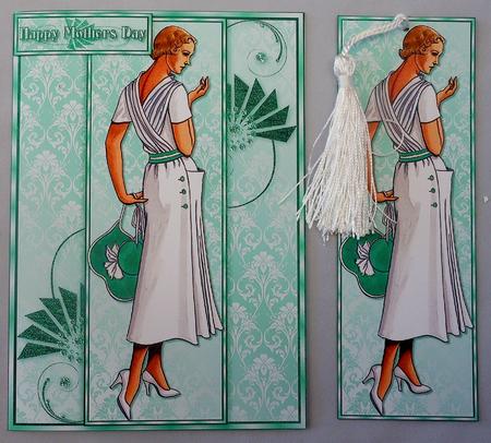Art Deco Holiday Fashion Panel Bookmark Card by Michelle Chivers