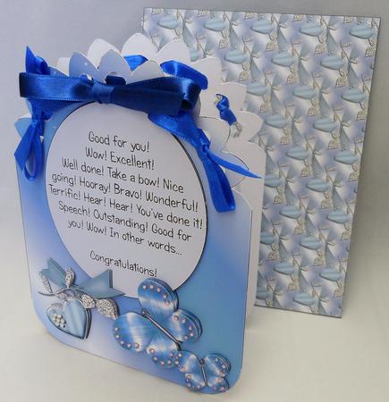 Ribbon Top Card - Blue Butterfly Congrats by Michelle Chivers