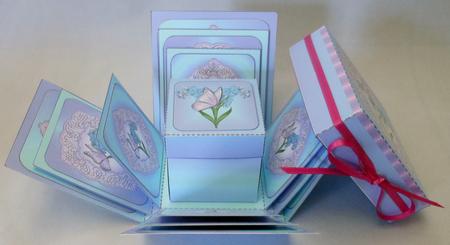 Exploding Box - Butterfly on Forget Me Nots by Michelle Chivers