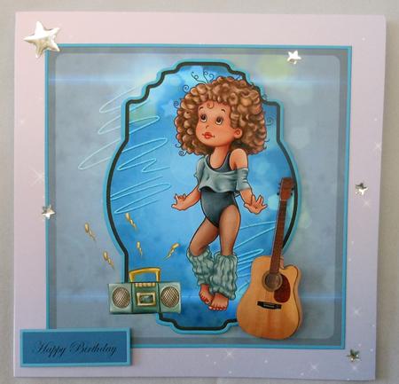 Music Girl Card Front with Decoupage by Michelle Chivers