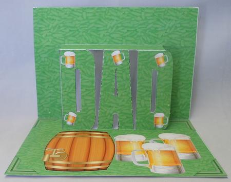 Dad Pop Up Card with Barrel and Pints of Beer by Michelle Chivers