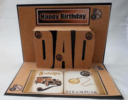 Birthday Dad Pop Up of Vintage Car & Steampunk by Michelle Chivers