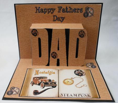 Fathers Day Steam Punk Vintage Book with Car Pop Ups by Michelle Chivers