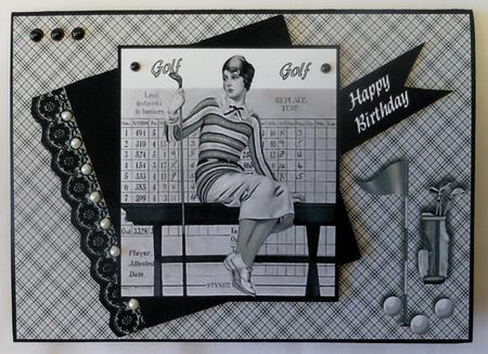 Vintage Lady -ready for Golf A4 by Michelle Chivers