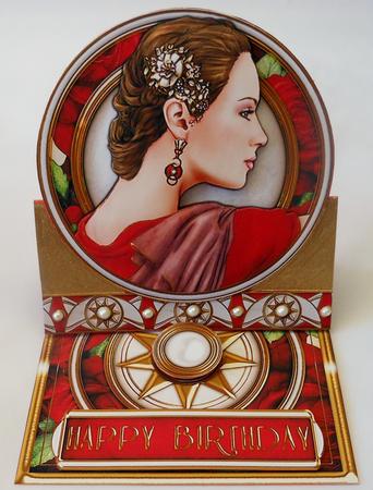 Art Deco Lady Pandore (red) Mini Easel by Michelle Chivers