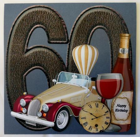 It's a Vintage Year - 60th Birthday Large Shaped Card Front by Michelle Chivers