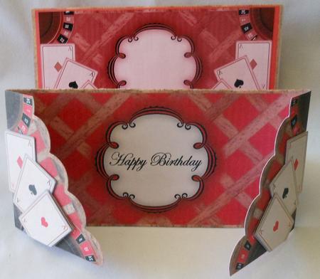 Red Roulette Happy Birthday Fancy Lattice 3D Card Kit by Michelle Chivers