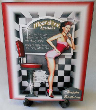 Gorgeous 50's Pin Up Girl Style Card Topper by Michelle Chivers
