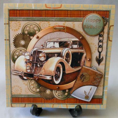 Steampunk Brown Gold Car with Ages Topper & Decoupage by Michelle Chivers